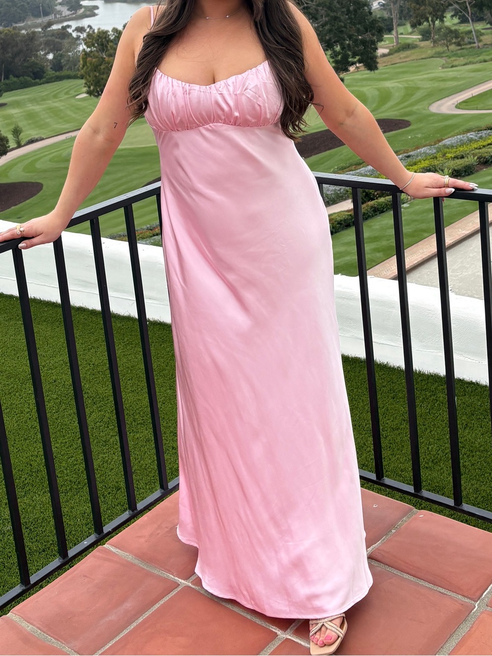 Pink Satin Slip Dress with Adjustable Straps